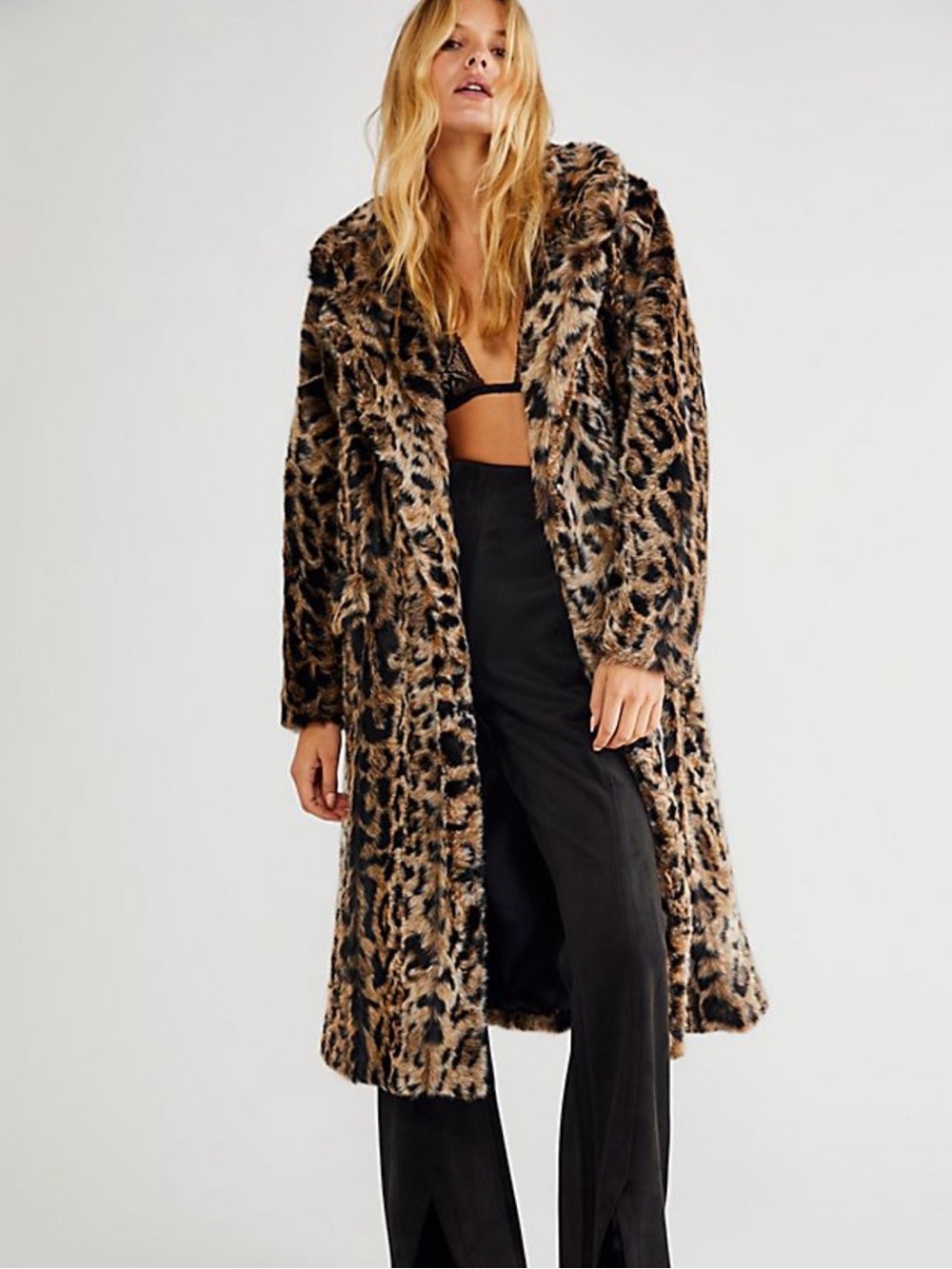 Anna Sui Leopard-Print Teddy Coat in Brown and Black
